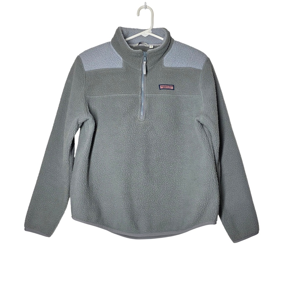 Vineyard Vines‎ Shep Shirt Womens Small Gray Sherpa Fleece Quarter Zip Pullover